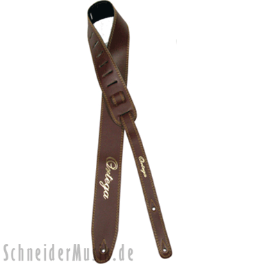 Ortega OSL1-65BR Leather Guitar Strap (65mm), embossed signet, brown