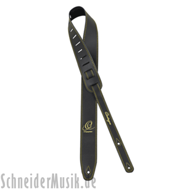Ortega OSL2-65BK Leather Guitar Strap (65mm), embroidered signet, black