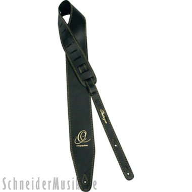 Ortega OSL2-85BK Leather Guitar Strap (85mm extra wide), embossed logo, black