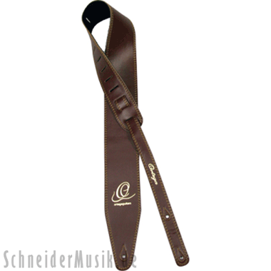 Ortega OSL2-85BR Leather Guitar Strap (85mm extra wide), embossed logo, brown