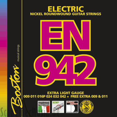 Boston EN 942 Electric Nickel Roundwound, Extra Light (+ free extra 009 & 011)