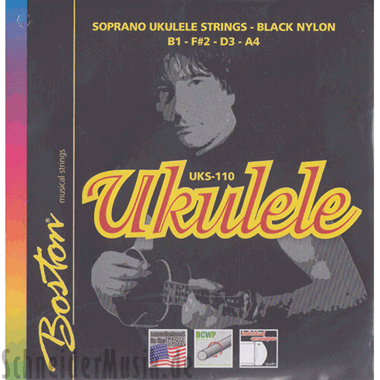Boston UKS-110 Ukulele (Soprano) Set, Black Nylon
