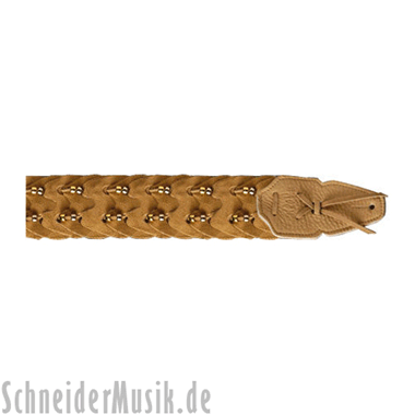 PRS ACC-3121TN "Paul Reed Smith" Suede Strap, braided (with gold pearls), tan