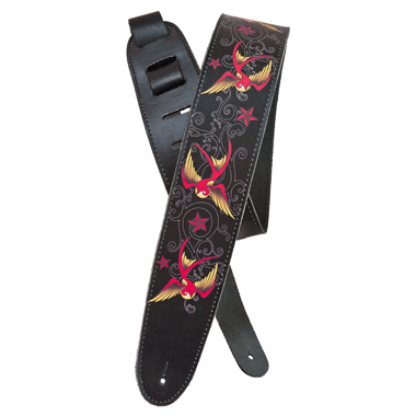 Planet Waves 25LLT06 Lethal Threat Leather Collection  Strap - Swallows/ Rockingbird