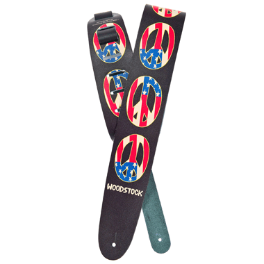 Planet Waves 25LW06 Woodstock Leather Collection Strap - Peace Flag