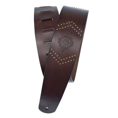 Planet Waves 25VNER01-DX Vintage & Western Deluxe Leather Strap brown, with Rivets