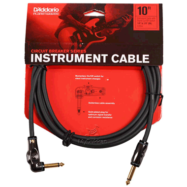 Planet Waves PW-AGRA-10 CIRCUIT BREAKER 1/4" Instrument cable, straight - w/right angle 10Ft. (3.0m)
