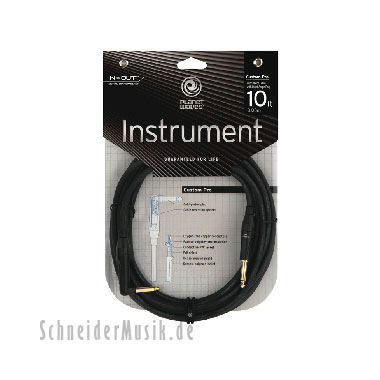 Planet Waves PW-CPGRA-10 CUSTOM PRO Series Mono 1/4" Instrument Cable, straight - w/right angle 10Ft. (3.0m)