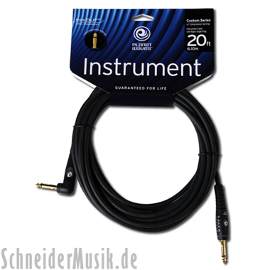 Planet Waves PW-GRACS-20 CUSTOM/Comp Series Mono 1/4" Instrument Cable, straight - w/right angle, 6 m