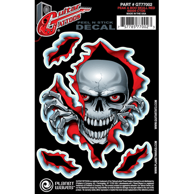 Planet Waves GT77002 Guitar Tattoo "Peak A Boo Skull Red"