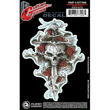 Planet Waves GT77008 Guitar Tattoo "Dagger Rose Skull"