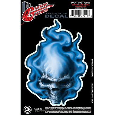 Planet Waves GT77011 Guitar Tattoo "Blue Flame Skull"