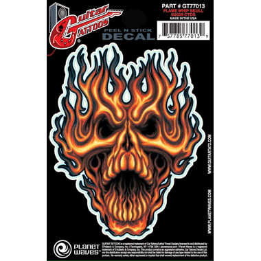 Planet Waves GT77013 Guitar Tattoo "Flame Whip Skull"