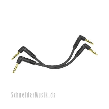 Planet Waves PW-PRA-205 CUSTOM Series Mono 1/4" Patch Cable, 2x w/right angle 0.5Ft. (15cm) 2-Pack