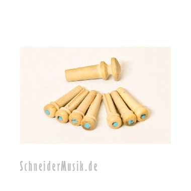 Planet Waves PWPS8 Bridge & End Pins Boxwood w/Turquoise Inlay