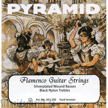 Pyramid Flamenco Guitar (Black) Set, Hard Tension