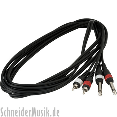 RockCable RCL 20934 D4 Patch Cable, 2x RCA Male - 2x 6,3 mm Mono Male, 3,0 m