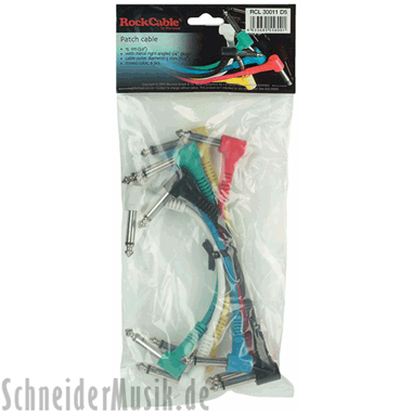 RockCable RCL 30011 D5 Patch Cable STANDARD, angled 1/4'' plugs, 15 cm (6-pack)