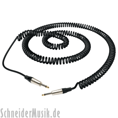 RockCable RCL 30206 D6 C Elastic Coiled Instrument Cable, straight - straight 20ft, black