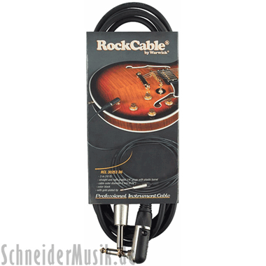 RockCable RCL 30253 D6 Instrument Cable, straight - w/right angle 10ft, black