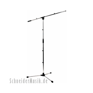 Rockstand RS20701NK 3-footed microphone stand with pivoting arm and synthetic-material base, Nickel