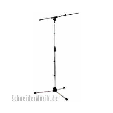 Rockstand RS20721NK Tripod Base Microphone Stand with telescopic boom and cable clips, solid version, Nickel