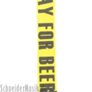 RockStrap RST NY1CP Nylon Bass Strap amarillo, con motivo impreso "I Will Play For Beer"