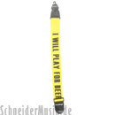 RockStrap RST NY1CP Nylon Bass Strap amarillo, con motivo impreso \"I Will Play For Beer\"