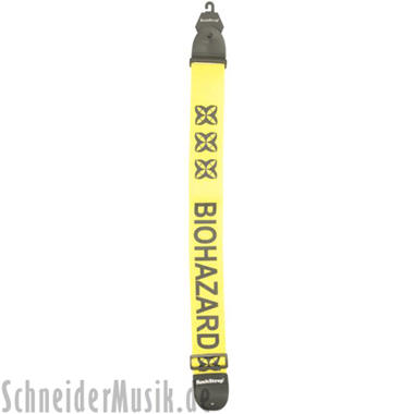 RockStrap RST NY1CP Nylon Bass Strap amarillo, con motivo impreso \"Biohazard\"