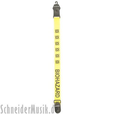 RockStrap RST NY1CP Nylon Guitar Strap yellow, printed motif \"Biohazard\"