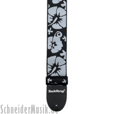 RockStrap RST NB1CE Nylon Bass Strap negro, con motivo bordado "Hibiscus"