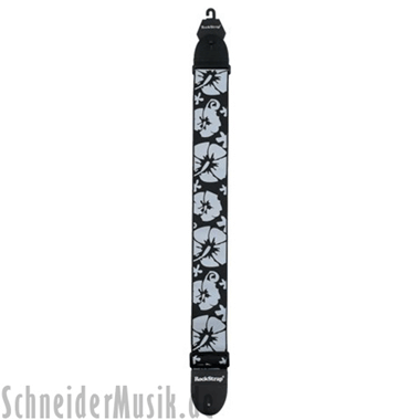 RockStrap RST NB1CE Nylon Bass Strap negro, con motivo bordado \"Hibiscus\"