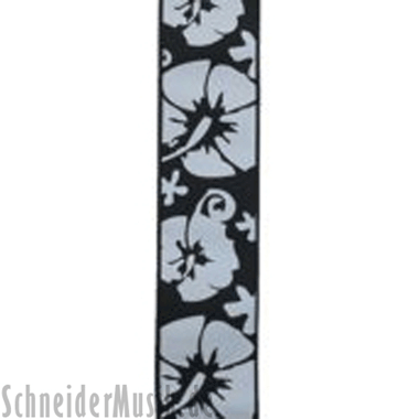 RockStrap RST NB1CE Nylon Guitar Strap black, stitched motif "Hibiscus"