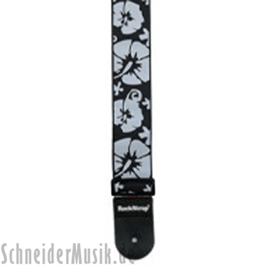 RockStrap RST NB1CE Nylon Guitar Strap black, stitched motif \"Hibiscus\"