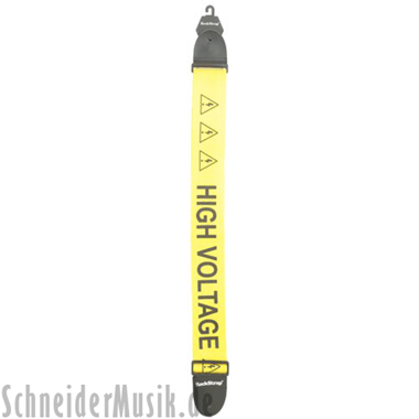 RockStrap RST NY1CP Nylon Bass Strap amarillo, con motivo impreso \"High Voltage\"