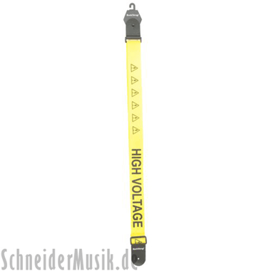 RockStrap RST NY1CP Nylon Guitar Strap yellow, printed motif \"High Voltage\"