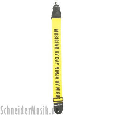 RockStrap RST NY1CP Nylon Bass Strap yellow, printed motif \"Musicians by Day Ninja by Night\"