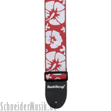 RockStrap RST NR1CE Nylon Bass Strap red, stitched motif "Hibiscus"