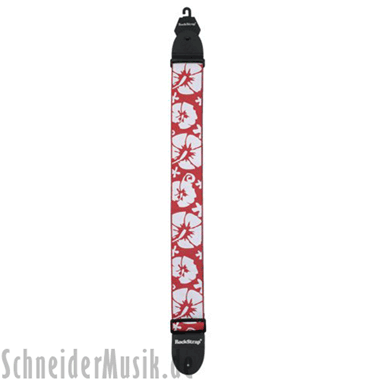 RockStrap RST NR1CE Nylon Bass Strap red, stitched motif \"Hibiscus\"