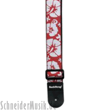 RockStrap RST NR1CE Nylon Guitar Strap rojo, con motivo bordado "Hibiscus"