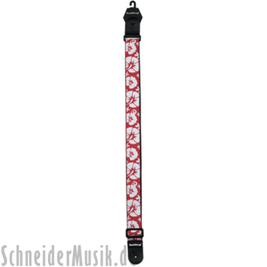RockStrap RST NR1CE Nylon Guitar Strap rojo, con motivo bordado \"Hibiscus\"