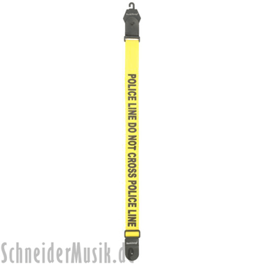 RockStrap RST NY1CP Nylon Guitar Strap yellow, printed motif \"Police Line\"