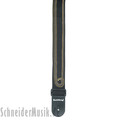 RockStrap RST NB3CE Nylon Guitar Strap negro, con motivo bordado \"Simple\"