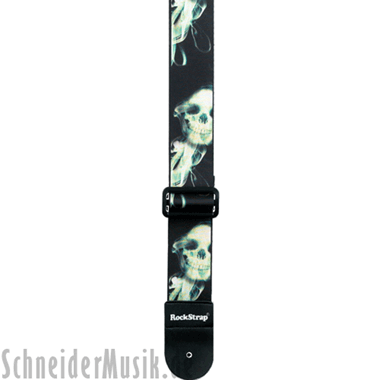 RockStrap RST PB3DCP Polyester Guitar Strap black, printed 3D motif \"Skull\"