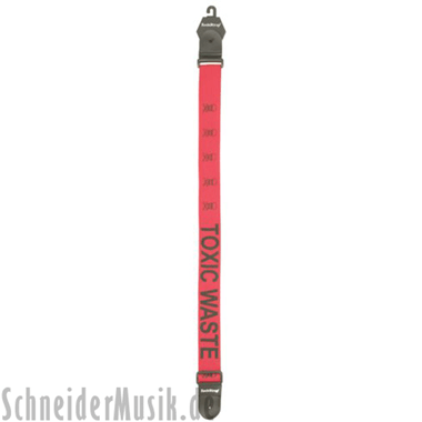 RockStrap RST NR1CP Nylon Guitar Strap rojo, con motivo impreso \"Toxic Waste\"