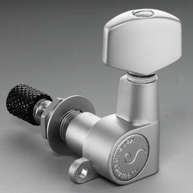 Schaller M6SC Mini Topmount 7506MC Mechanik M6 Mini Klemm Top Mount 3 links/ 3 rechts, maschinenpoliert Satin  Chrom