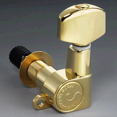 Schaller M6GOL Mini A Topmount 7509a Mechanik M6 Mini Klemm Top Mount 6 links, maschinenpoliert Gold