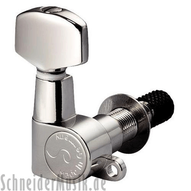 Schaller M6CH Mini Topmount 7506 Mechanik M6 Mini Klemm Top Mount 3 links/ 3 rechts, handpoliert Chrom