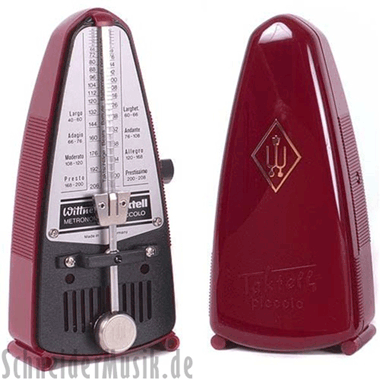 Wittner 834 Taktell PICCOLO Metrónomo Mecánico, rojo rubí