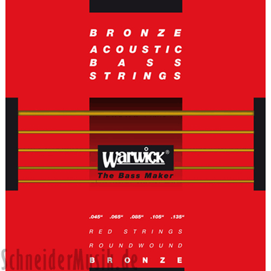 Warwick 35302 RED STRINGS Acoustic Bass (6-string) Bronze Roundwound, Long Scale 34''